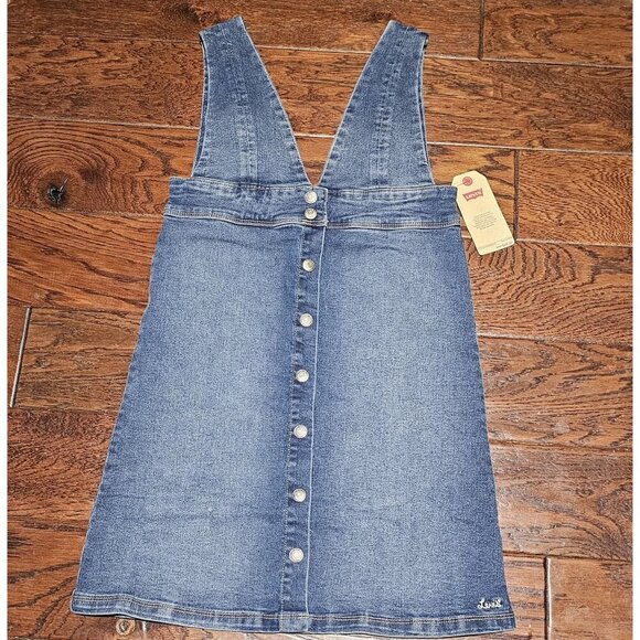 Levis Girls 10R Denim in Bristol Skirtall Overall Dress Western Mini New  W TAGS - Picture 1 of 7